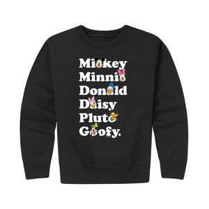 Boys' - Disney - Mickey Friends Character List Graphic Long Sleeve Fleece Sweatshirt - 1 of 4