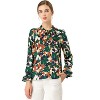 Allegra K Women's Floral Tie V Neck Chiffon Ruffle Trumpet Sleeve Blouse - 2 of 4
