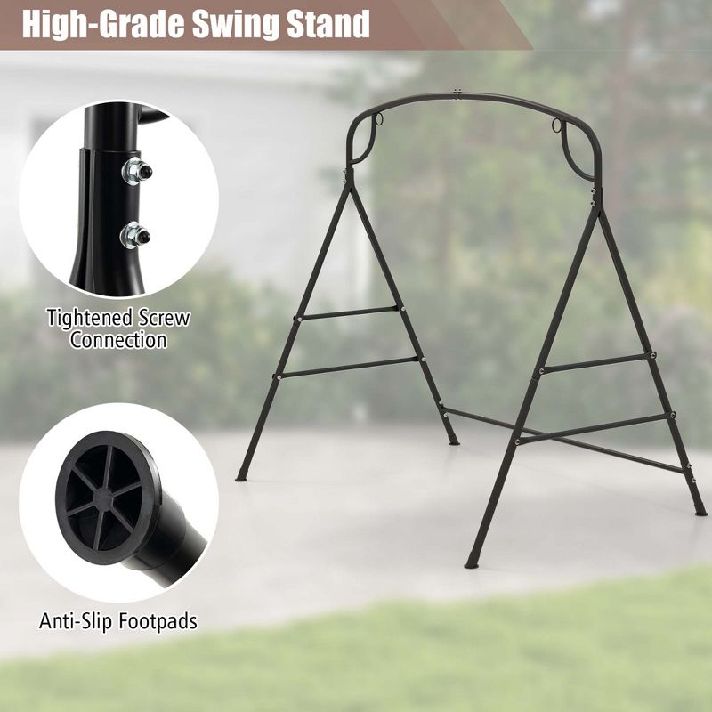 Costway Patio Metal Swing Stand Heavy-Duty A-Shaped Swing Frame with Double Side Bars, 5 of 10