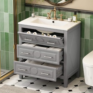 ORRD 30'' Bathroom Vanity with Ceramic Sink – White - 1 of 4