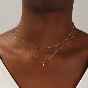 Turandoss 2PCS Gold Initial Necklaces for Women Girls, Dainty Layered Pendant Necklace, Gold Jewelry for Women, Birthday Gifts for Girls 8-18 - 1 of 4