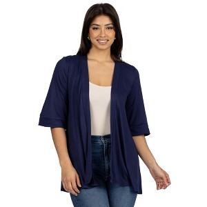 Womens Open Front Elbow Length Sleeve Cardigan - 24seven Comfort Apparel™ - 1 of 4