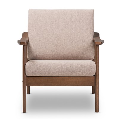 Venza Light Brown Faux Leather Walnut Lounge Chair