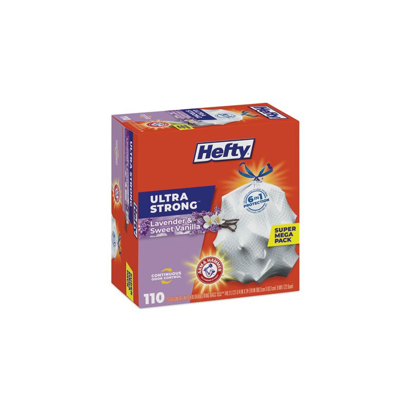 Hefty Ultra Strong Scented Tall White Kitchen Bags, 13 gal, 0.9 mil, 23.75" x 24.88", White, 110/Box, 2 of 6