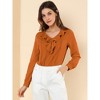 INSPIRE CHIC Women's Ruffle Neck Pleated Front Long Sleeve Blouse - 3 of 4