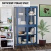 61inch Storage Cabinet with Double Glass Doors, Bookshelf Cabinet with 3-Tier Adjustable Shelves and Feet Cold-Rolled Steel Sideboard - 3 of 4