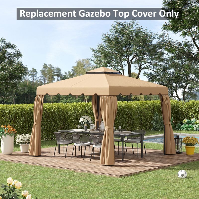 Outsunny Gazebo Replacement Canopy, Double Roof Gazebo Top Cover, 3 of 10