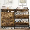 Shoe Storage Cabinet with 2 Flip Drawers, Metal Legs, and Adjustable Shelve - 4 of 4