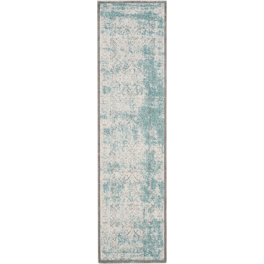 2'2X12' Medallion Loomed Runner Turquoise/Ivory - Safavieh