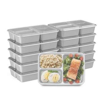 Bentgo Meal Prep 3-Compartment Container Set, Reusable, Durable, Microwaveable - 4 Cup/10pk