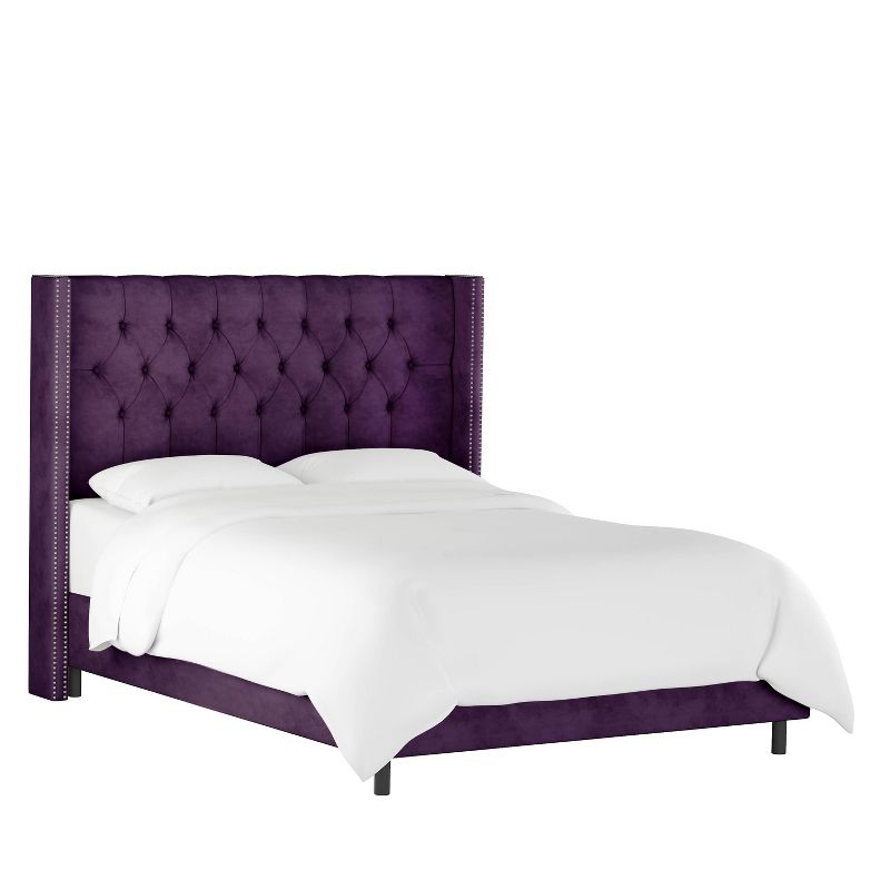 Skyline Furniture Louis Diamond Tufted Wingback Velvet Bed, 3 of 9