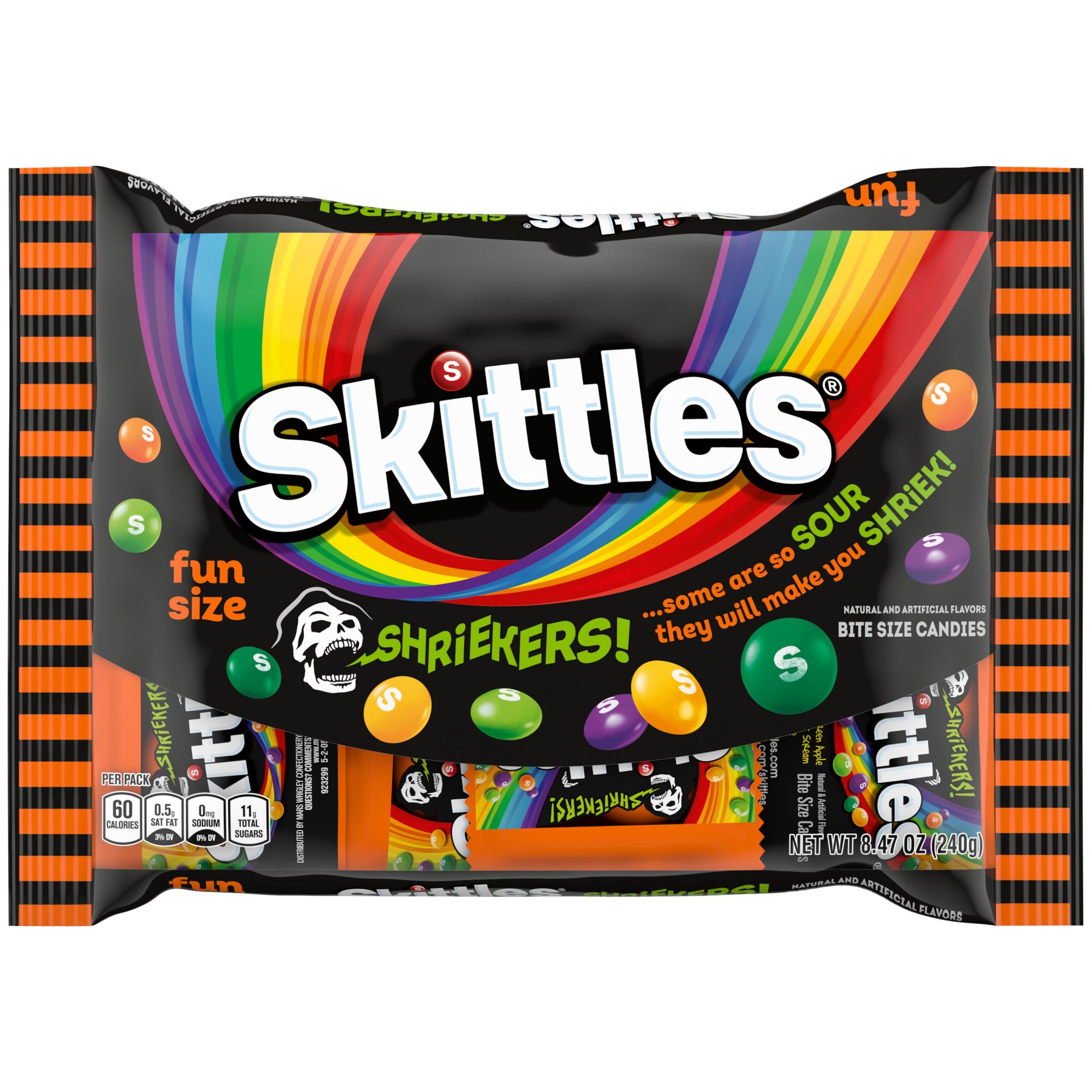 Skittles Shriekers Sour Halloween Candy Fun Size - 8.47oz