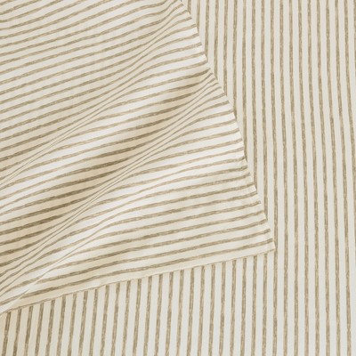 Queen Light Taupe Striped Microfiber Sheet Set