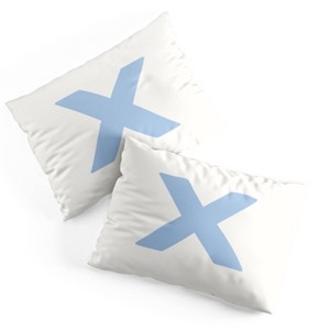 Deny Designs Standard April Lane Art Block Blue Monogram X Microfiber Printed Pillow Sham - 1 of 3