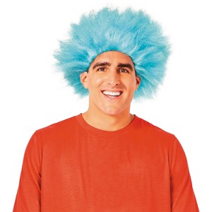 InSpirit Designs Dr. Seuss Adult Thing 1 Wig Halloween Costume Wigs - Blue One Size - 1 of 2