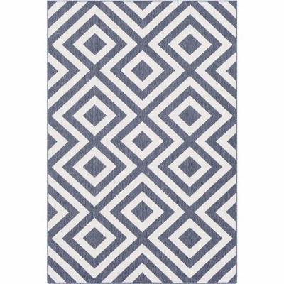 Abilene Navy and White Geometric Outdoor Rug 2'5" x 4'5"
