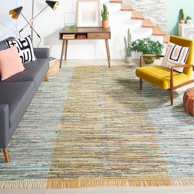 Gray Stripe Flat Woven Handmade Reversible 9' x 12' Rug