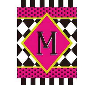 Briarwood Lane Everyday Garden Flag 12x18 For Outdoor Neon Checkerboard Monogram - M Garden Flag Flags For Outside - 1 of 4