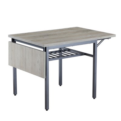 GlasFlength Folding Tables Space Saving Extendable Table with Adjustable Feet for Modern Homes Dining Room, Grey, 63.2"*35.5"*30.5"