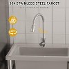 Stainless Steel Freestanding Utility Sink with Hot/Cold Pull-Out Faucet, Single-Bowl Prep Sink for Kitchen, Bar, Garage, Backyard, Laundry - 4 of 4
