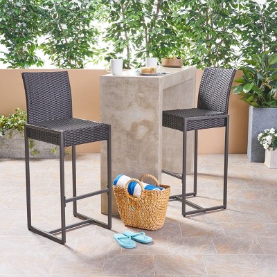 Conway 2pk Wicker 30" Bar Stools - Dark Brown - Christopher Knight Home