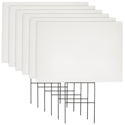 Juvale 6-Pack Corrugated Plastic Yard Signs with Stakes 17x12 for Outdoor, Garage Sale Supplies, Open House Poster Board, 4mm Thick, Blank White Sheet