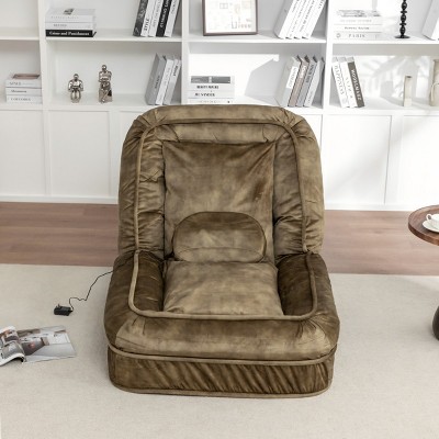 LAOTIES Upholstered Human Dog Bed For Adults And Pets,Adjustable Floor Sofa With Massage Cushion And Velvet Surround