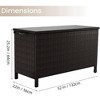 80 Gallon Outdoor Rattan Deck Box with Wheels, Waterproof Wicker Storage Box for Patio Cushions, Garden Tools, Pool Accessories, Brown - 2 of 4