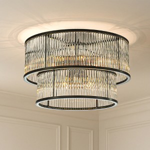 ALOADECOR Modern Glam  Glass Drum Flush Mount Contemporary Ceiling Light For Living Room Entryway Bedroom - 1 of 4
