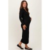 Pinkblush Black Ribbed Knit Button Down Long Sleeve Maternity Midi Dress - 3 of 4