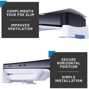 4Gamers PS5 Slim Horizontal Stand- Designed to improve ventilation and airflow, as well as maintaining the health and performance - 1 of 4