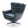 Calvin Midnight Blue Tufted Faux Leather Swivel Chair - 4 of 4