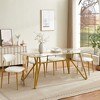 Lirago Rectangular Dining Table with Tempered Glass Top and Metal Legs Modern Style 30.9"H x 35.4"D x 70.9"W - 3 of 4
