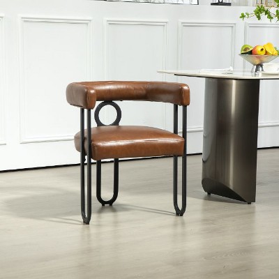 CAVINAS Modern Dining Chair with Soft Cushion and Unique Metal Back Design, Upholstered Accent Side Chair, Set of 2