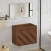 APRILSOUL Bathroom Vanity, Mid-Century Wall Mounted Floating Cabinet with 2 Closing Doors, Wood Grain Texture, Walnut - 2 of 4