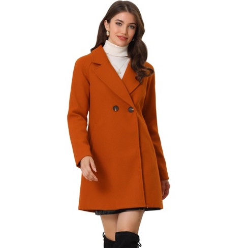 Orange pea coat womens best sale