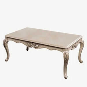 Sapphtopaz 53" Elegant Coffee Table with Curved Legs Rectangle Wood Dining Table with Carved Details Home Decor Coffee Bar for Living Room - 1 of 4