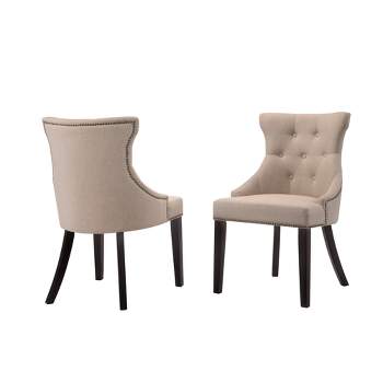 Set of 2 Ella Tufted Back Upholstered Nail Head Chair Espresso/Cream - Carolina Chair & Table