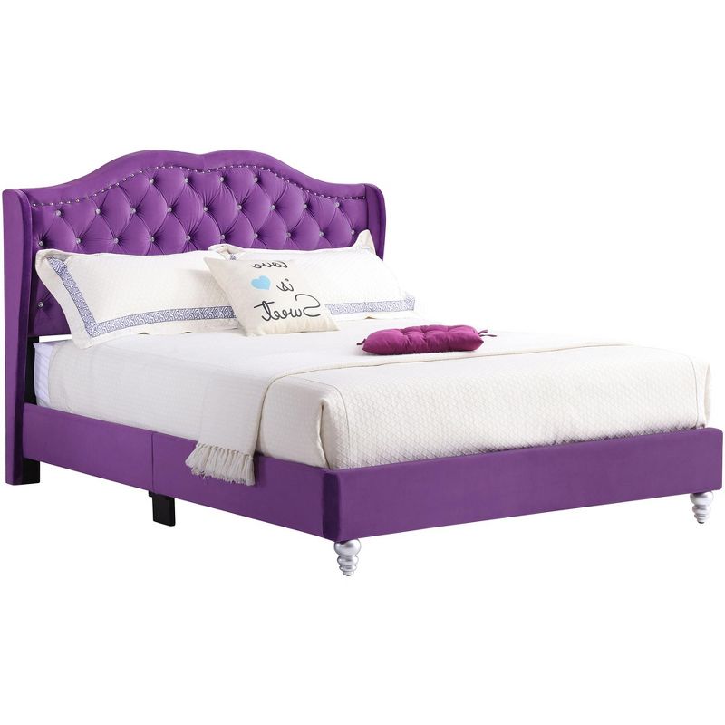 Passion Furniture Joy Jeweled Tufted King Panel Bed, 2 of 8