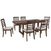Modern 7-Piece Rubber Wood Extendable Dining Table Set with Upholstered Chairs, Expandable Kitchen Table for Dining Room-Maison Boucle - 3 of 4