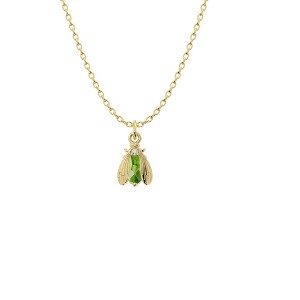 Bow to the Bee Birthstone Bee Necklace – 7mm Charm – 14k Gold or Sterling Silver – Personalized Gift – 1pc - 1 of 4