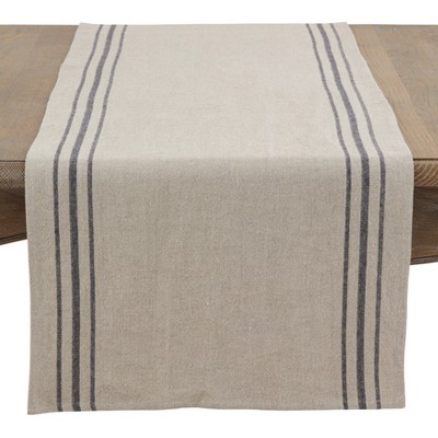 Saro Lifestyle Striped Linen Runner, 16"x72", Natural