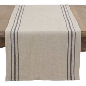 Saro Lifestyle Striped Linen Runner, Natural, 16" x 72" - 1 of 3
