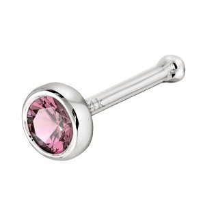 Jewelry Avalanche 22G 14K Gold Bezel-set Pink Tourmaline Ball-end Nose Stud - 1 of 3