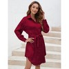 Womens Shirt Dress Long Sleeve Button Down Belted Dresses for Women - 3 of 4