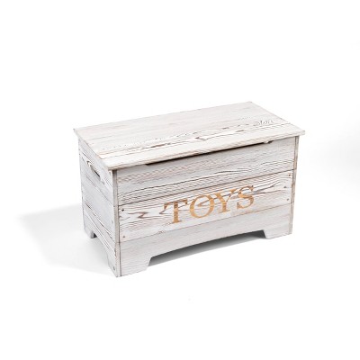 Badger Basket Solid Wood Rustic Toy Box Distressed White