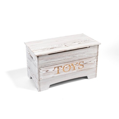 Badger Basket Solid Wood Rustic Toy Box Distressed White : Target