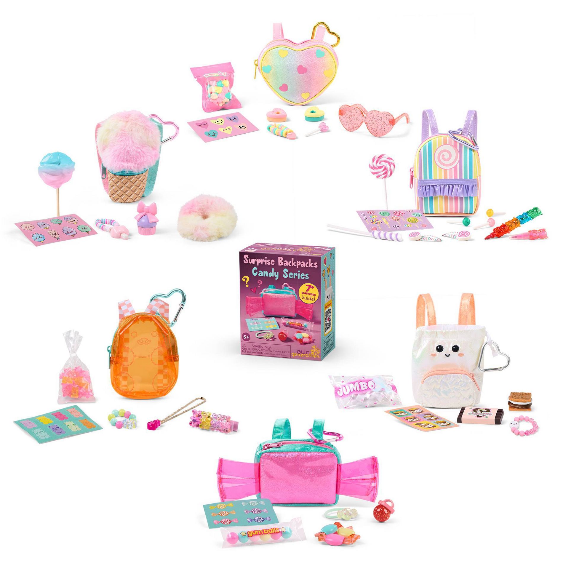 Our Generation Surprise Backpacks Candy Series - 1 of 6 Collectible Mystery Boxes with Stickers and Treats Accessories for 18" Dolls