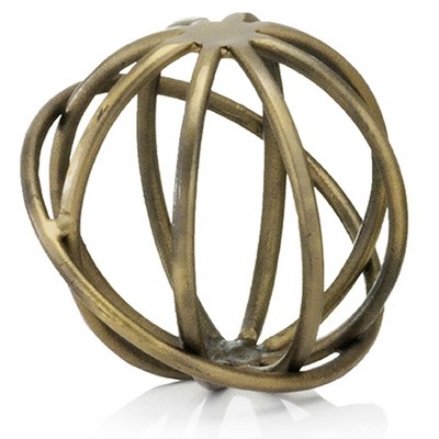 HomeRoots 7" Bronze Cast Iron Decorative Orb Tabletop Sculpture