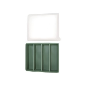 Unique Bargains Ice Tray 4-Cavity Bar Ice Mould with Lid Rectangle Hand Wash Only Silicone Green 6.77"x5.71"x1.26" 1 Pc - 1 of 3